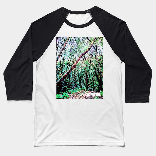 La Gomera forest trees Laurisilva Jurassic Park Baseball T-Shirt by lagomeratravel